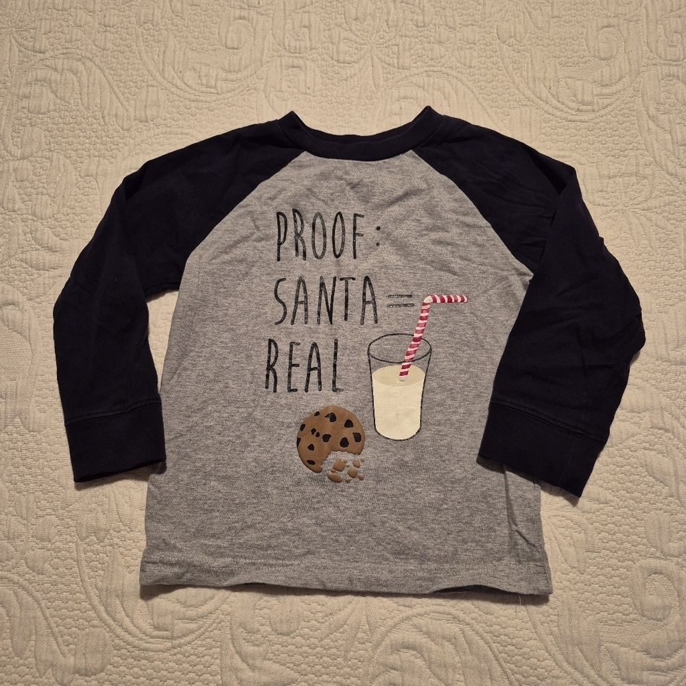 Gymboree boys size 2T Santa milk & cookies long sleeve shirt VGUC